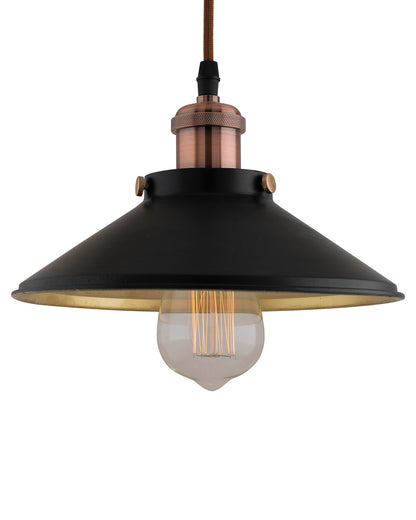 Single Black Cone Pendant with Holder, E27, Modern Nordic Hanging Ceiling Light