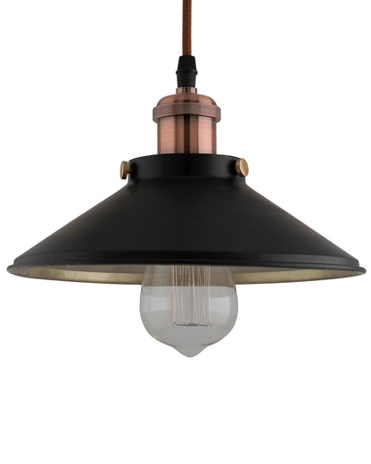 Single Black Cone Pendant with Holder, E27, Modern Nordic Hanging Ceiling Light