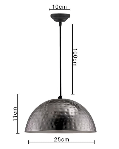 Antique Nickel Hammered Pendant, Hanging Lamp, 10"