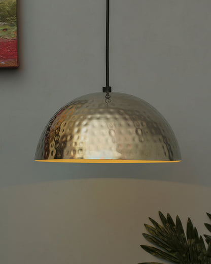 Antique Nickel Hammered Pendant, Hanging Lamp, 10"