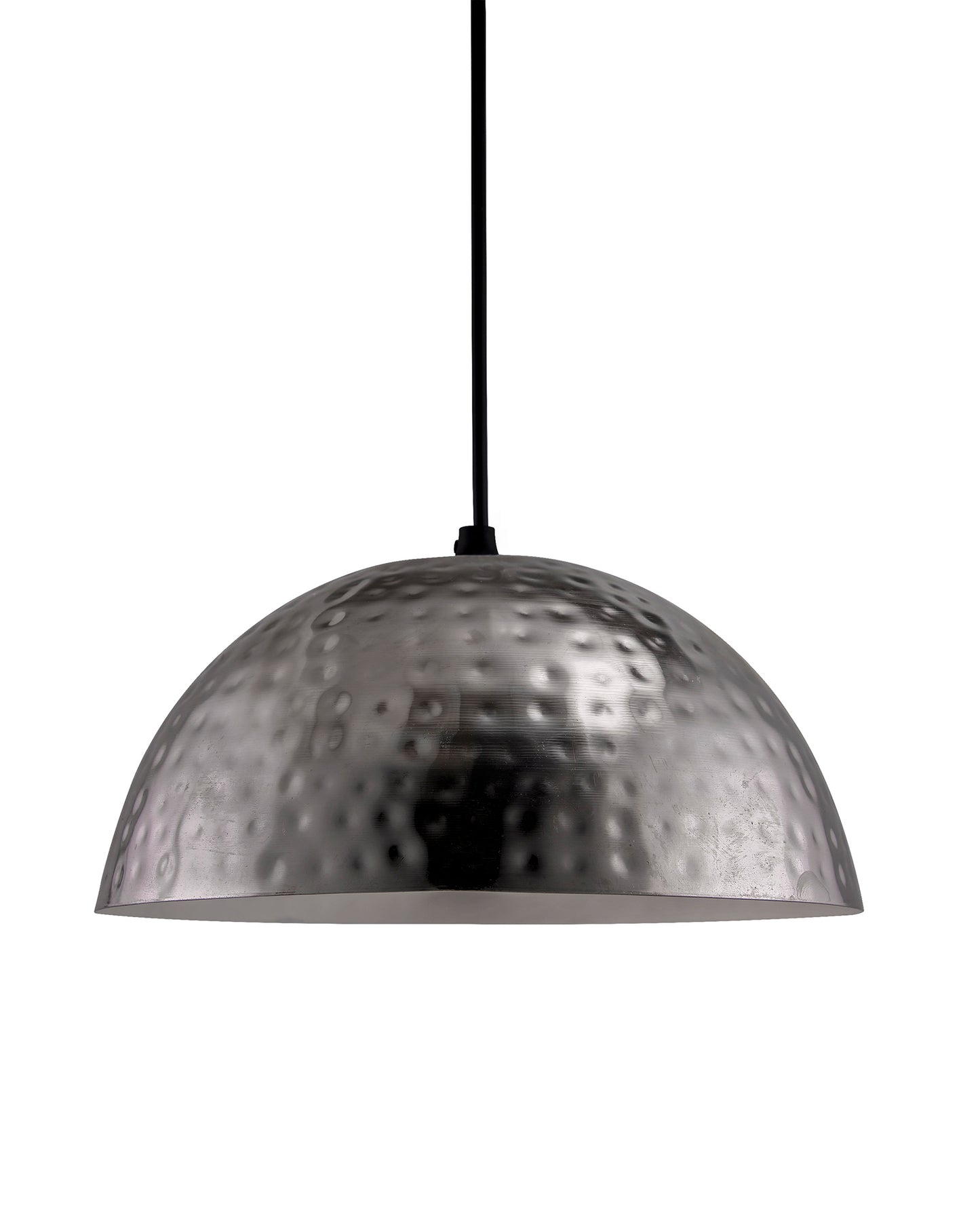 Antique Nickel Hammered Pendant, Hanging Lamp, 10"