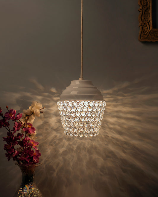 Matt White Crystal Hanging Lantern Light, Ceiling Light, Nordic E27 Pendant