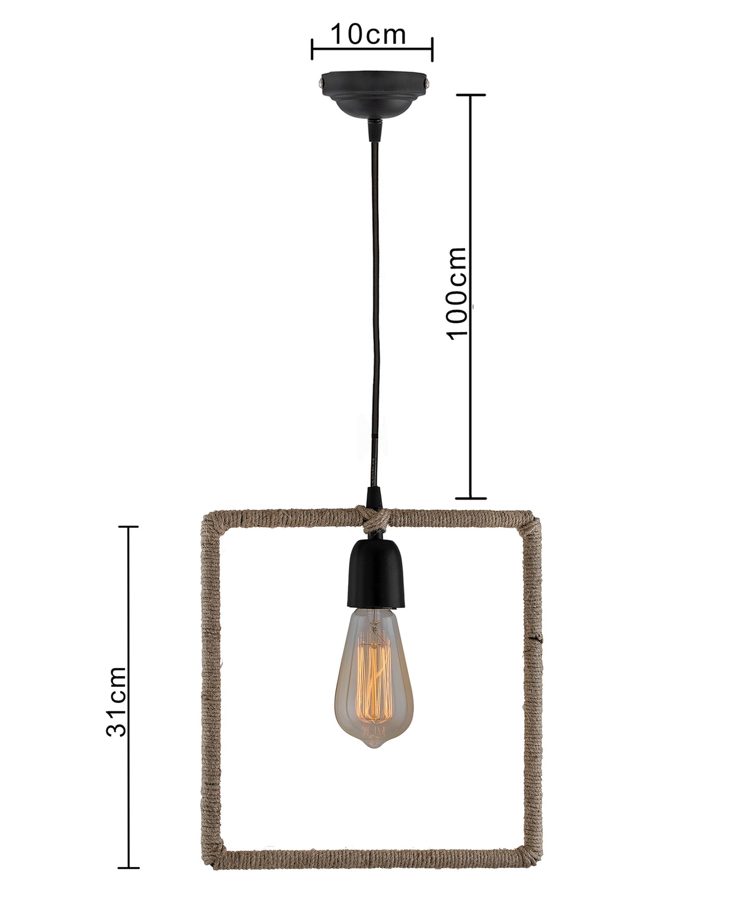 Modern Metal Pendant Lights Hemp Rope Decor Hanging Lamp E27 Loft Ceiling Light with filament bulb