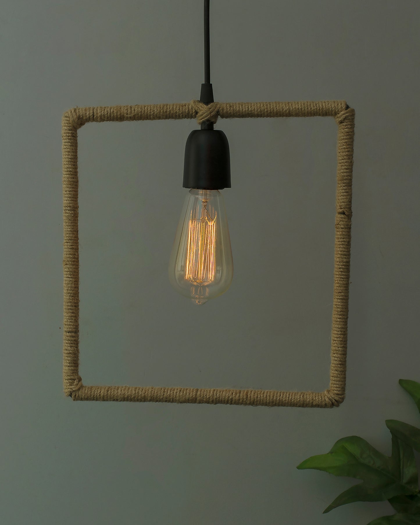 Modern Metal Pendant Lights Hemp Rope Decor Hanging Lamp E27 Loft Ceiling Light with filament bulb