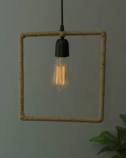 Modern Metal Pendant Lights Hemp Rope Decor Hanging Lamp E27 Loft Ceiling Light with filament bulb