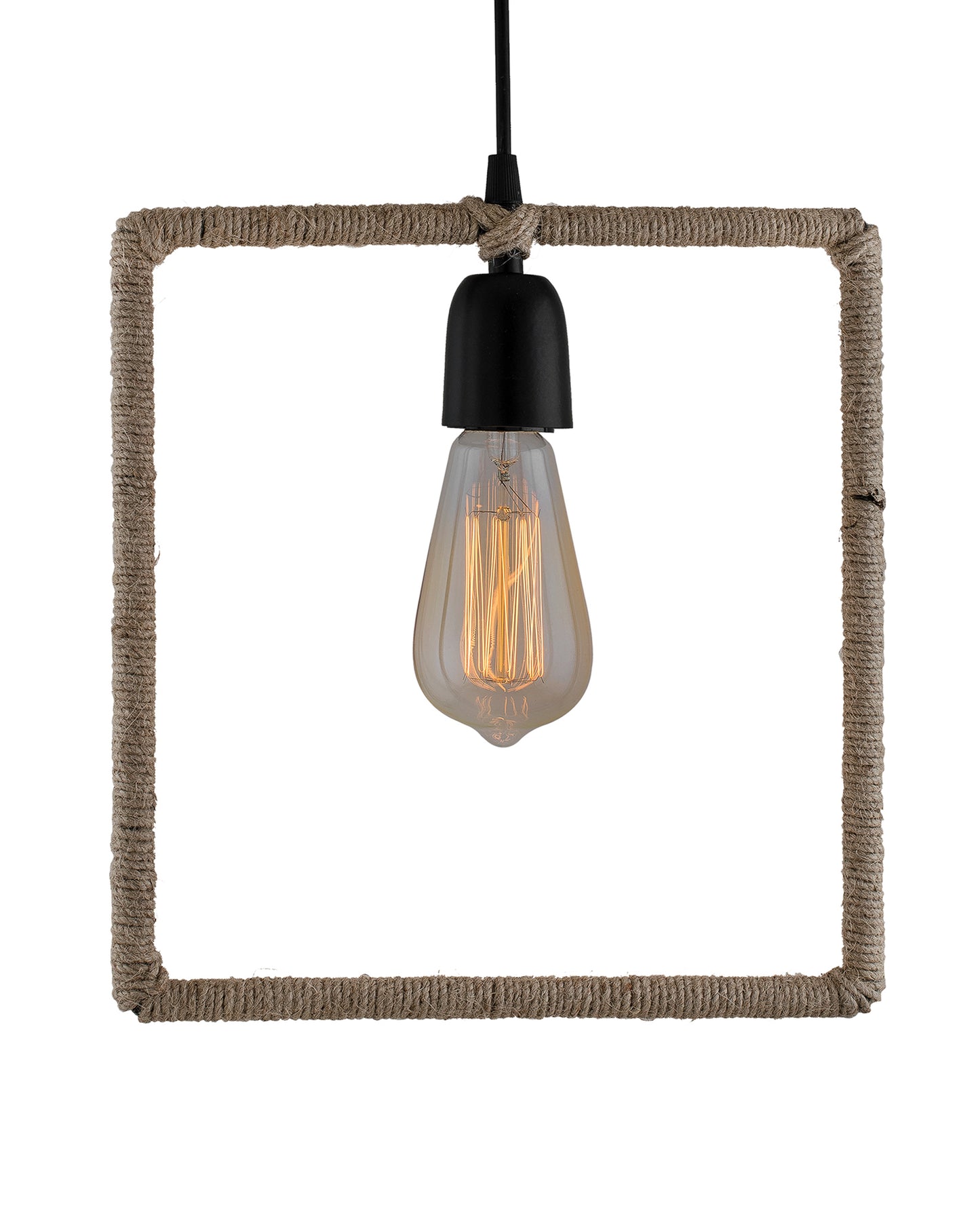 Modern Metal Pendant Lights Hemp Rope Decor Hanging Lamp E27 Loft Ceiling Light with filament bulb