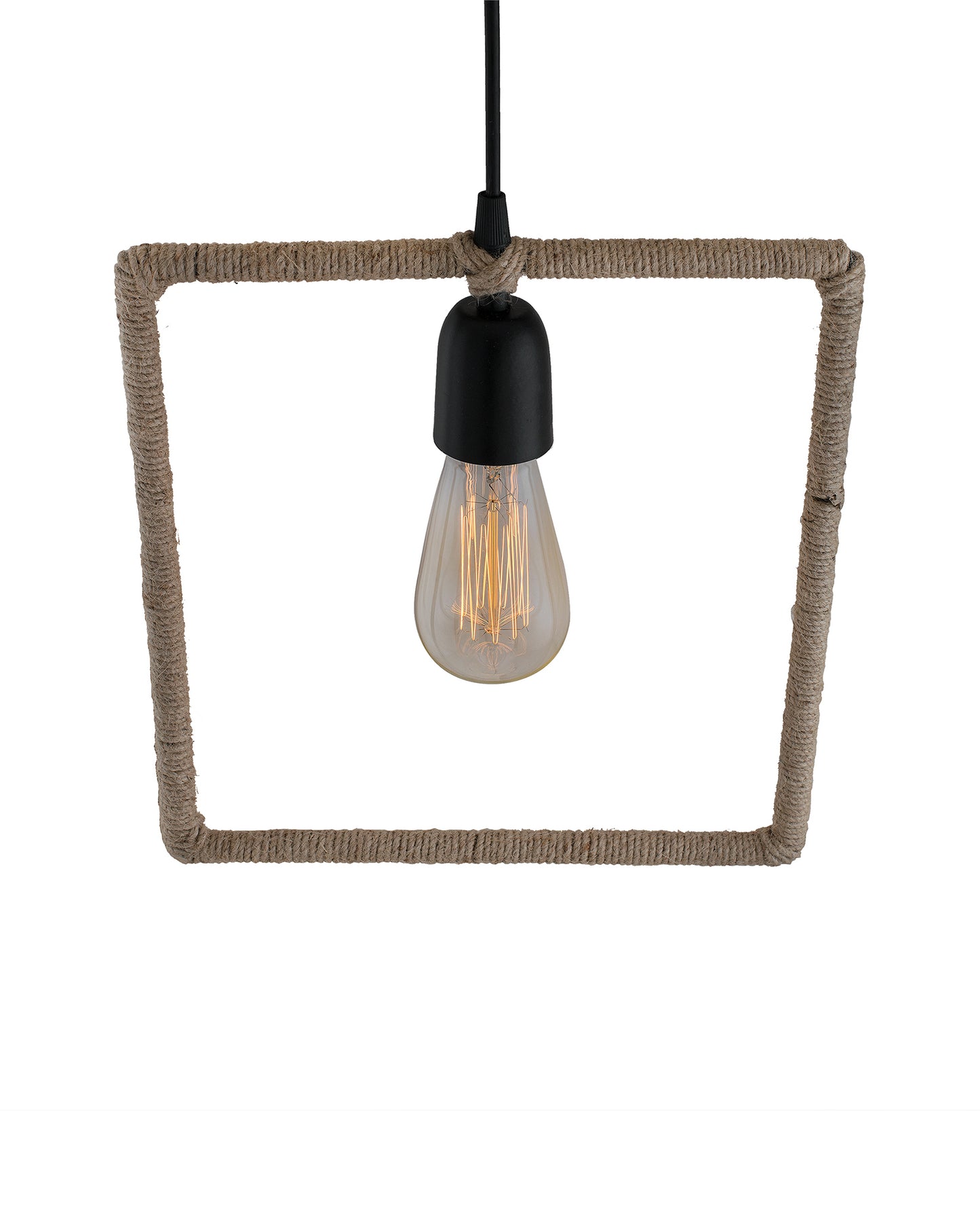 Modern Metal Pendant Lights Hemp Rope Decor Hanging Lamp E27 Loft Ceiling Light with filament bulb