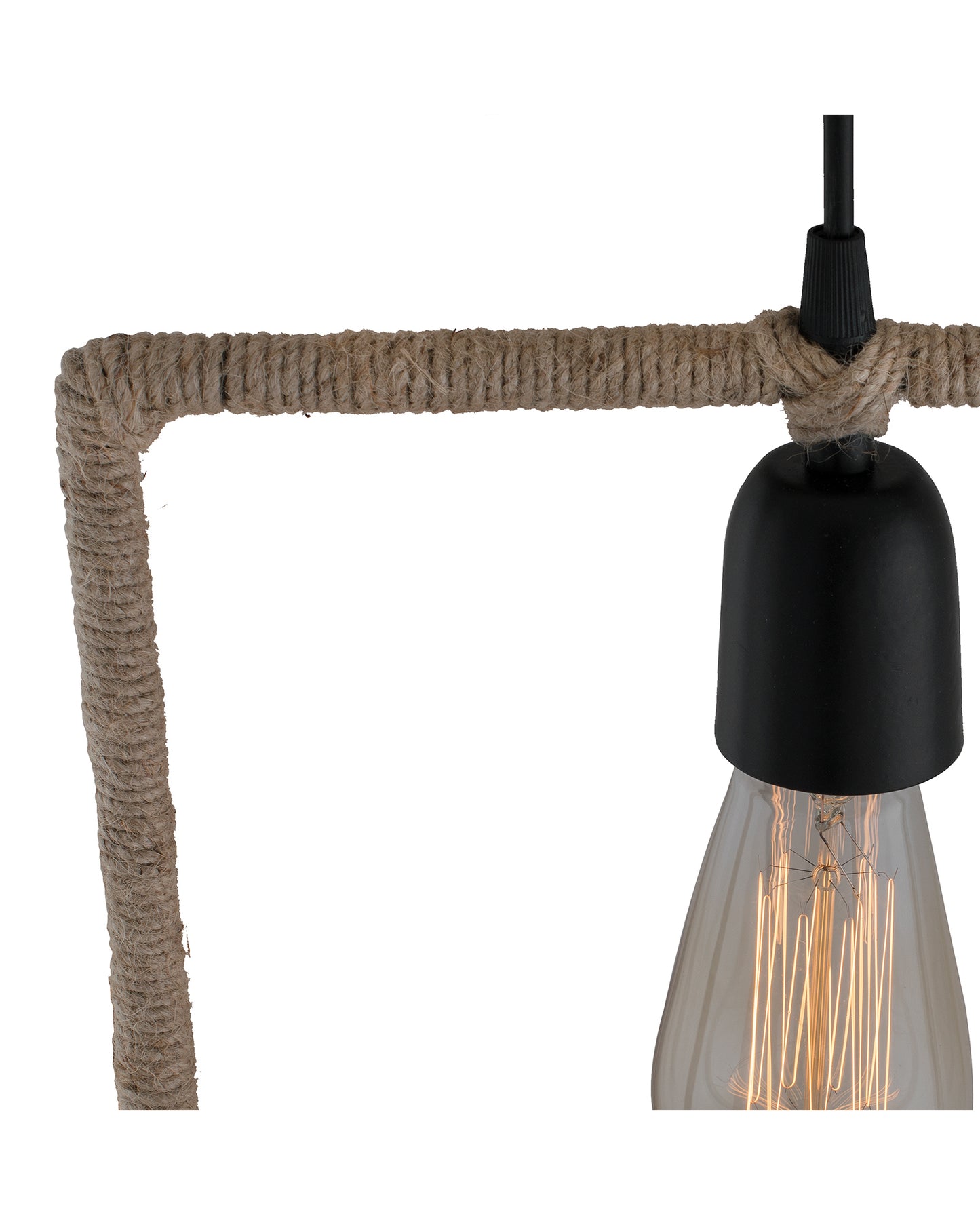 Modern Metal Pendant Lights Hemp Rope Decor Hanging Lamp E27 Loft Ceiling Light with filament bulb