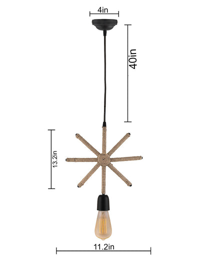 Modern Metal Pendant Lights Hemp Rope Decor Hanging Lamp E27 Loft Ceiling Light with filament bulb, Snowflake