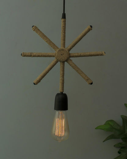 Modern Metal Pendant Lights Hemp Rope Decor Hanging Lamp E27 Loft Ceiling Light with filament bulb, Snowflake