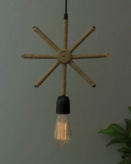Modern Metal Pendant Lights Hemp Rope Decor Hanging Lamp E27 Loft Ceiling Light with filament bulb, Snowflake