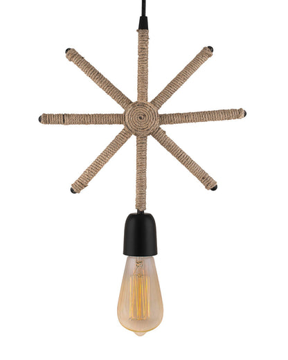 Modern Metal Pendant Lights Hemp Rope Decor Hanging Lamp E27 Loft Ceiling Light with filament bulb, Snowflake