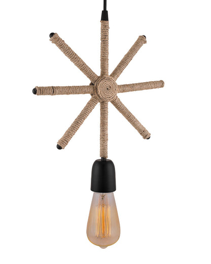 Modern Metal Pendant Lights Hemp Rope Decor Hanging Lamp E27 Loft Ceiling Light with filament bulb, Snowflake