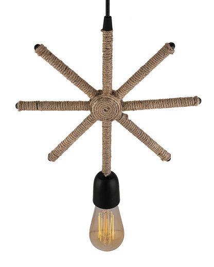 Modern Metal Pendant Lights Hemp Rope Decor Hanging Lamp E27 Loft Ceiling Light with filament bulb, Snowflake