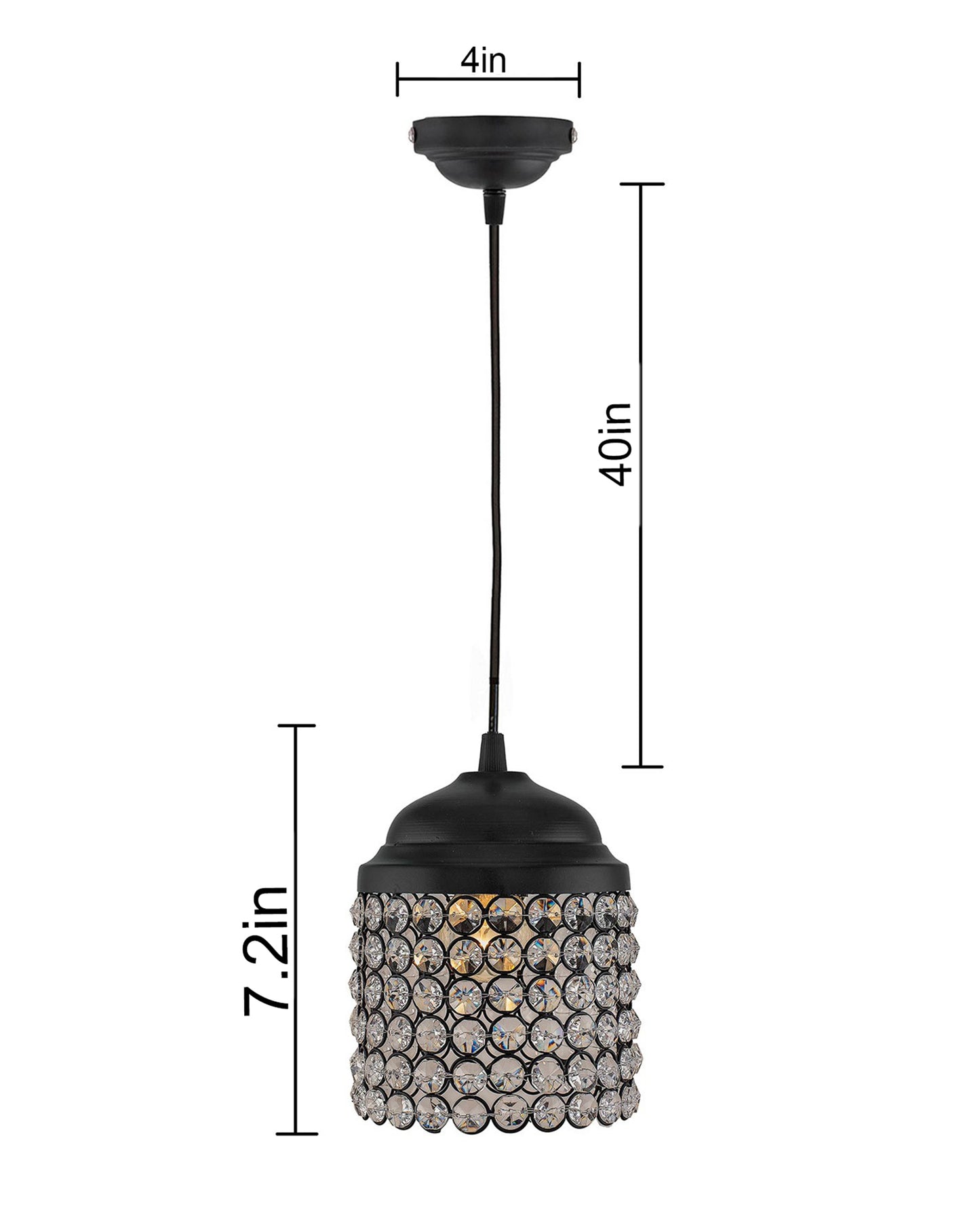 Matt Black Crystal Hanging Cylinder Light, Ceiling Light, Nordic E27 Pendant