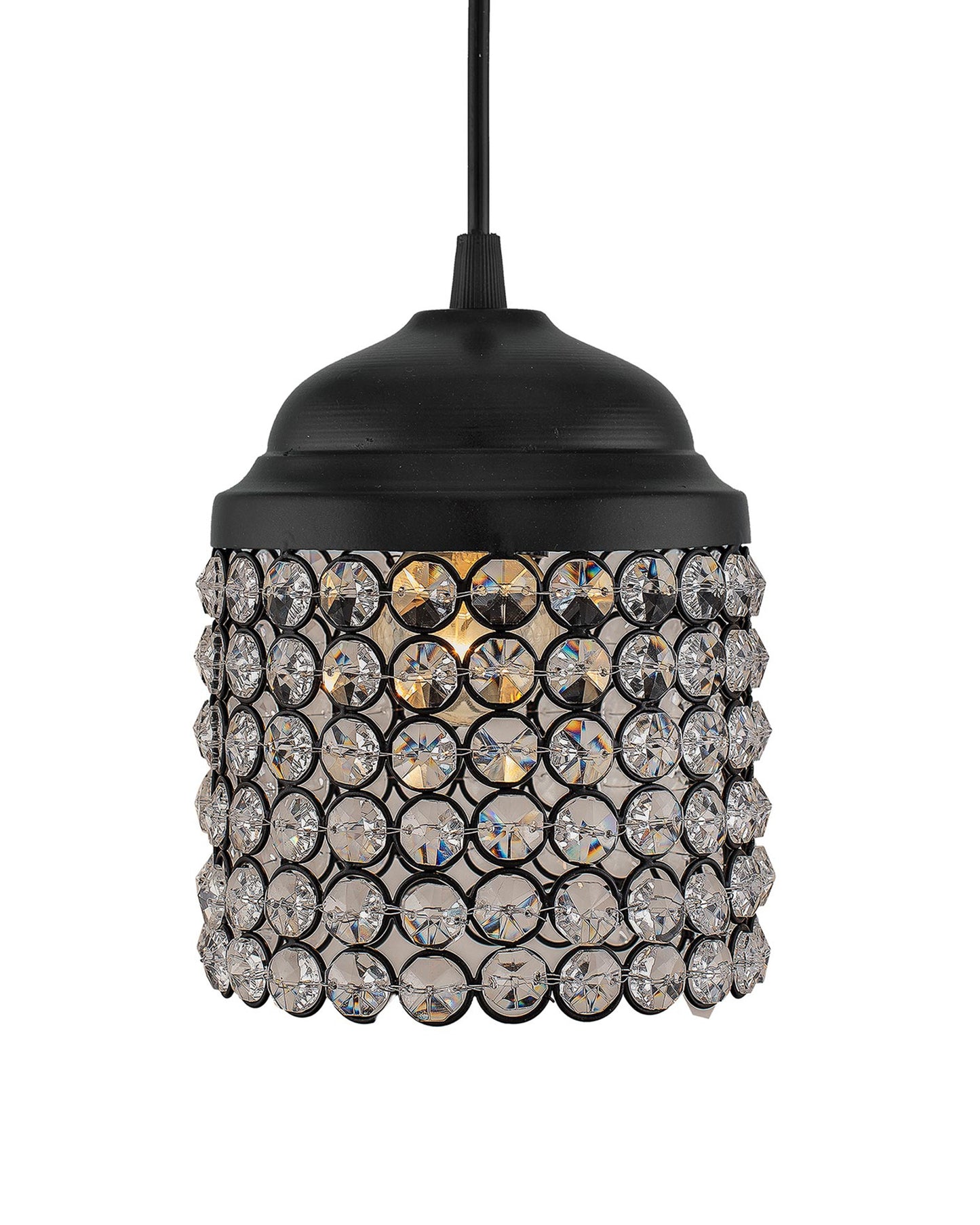 Matt Black Crystal Hanging Cylinder Light, Ceiling Light, Nordic E27 Pendant