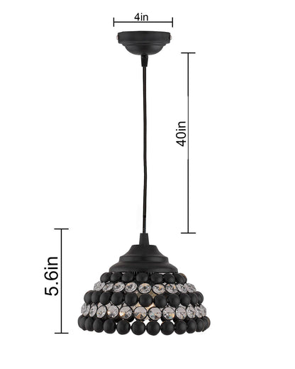 Matt Black Crystal Hanging Semi-Globe Light, Ceiling Light, Nordic E27 Pendant
