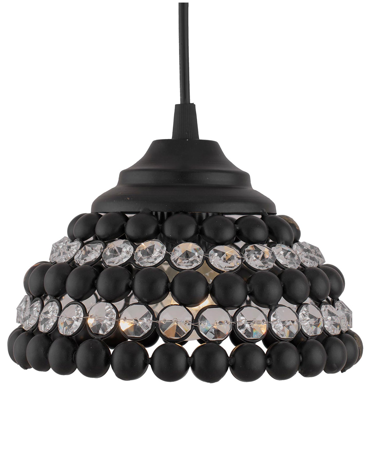 Matt Black Crystal Hanging Semi-Globe Light, Ceiling Light, Nordic E27 Pendant