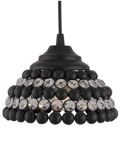Matt Black Crystal Hanging Semi-Globe Light, Ceiling Light, Nordic E27 Pendant