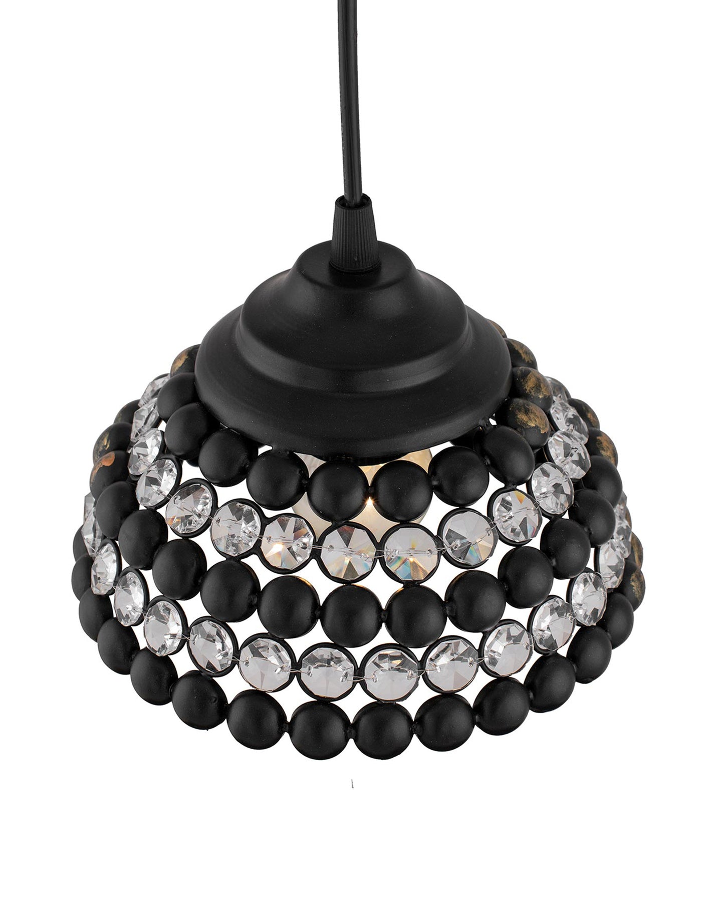 Matt Black Crystal Hanging Semi-Globe Light, Ceiling Light, Nordic E27 Pendant