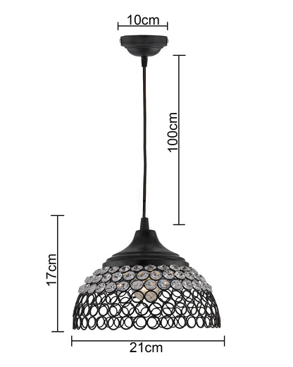 Matt Black Crystal Hanging Hemisphere Light, Ceiling Light, Nordic E27 Pendant