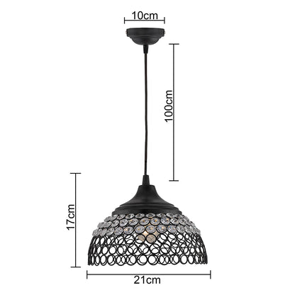 Matt Black Crystal Hanging Hemisphere Light, Ceiling Light, Nordic E27 Pendant