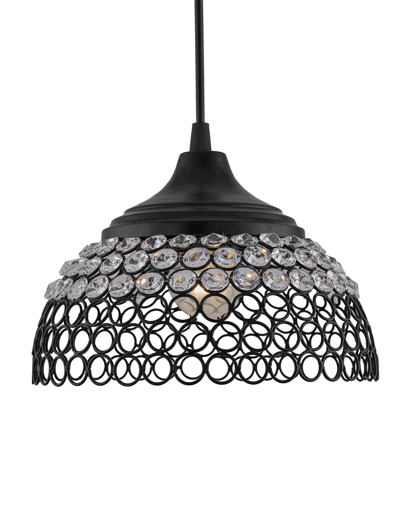 Matt Black Crystal Hanging Hemisphere Light, Ceiling Light, Nordic E27 Pendant