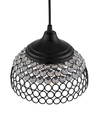 Matt Black Crystal Hanging Hemisphere Light, Ceiling Light, Nordic E27 Pendant