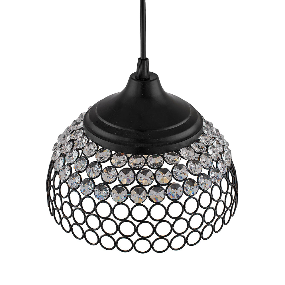 Matt Black Crystal Hanging Hemisphere Light, Ceiling Light, Nordic E27 Pendant