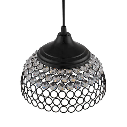 Matt Black Crystal Hanging Hemisphere Light, Ceiling Light, Nordic E27 Pendant