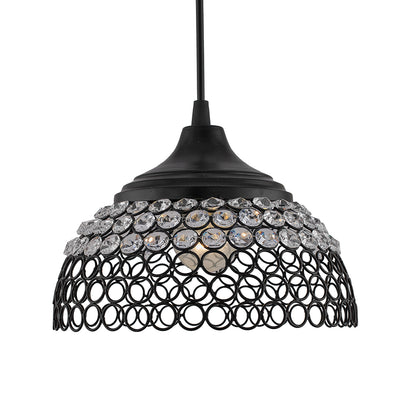Matt Black Crystal Hanging Hemisphere Light, Ceiling Light, Nordic E27 Pendant