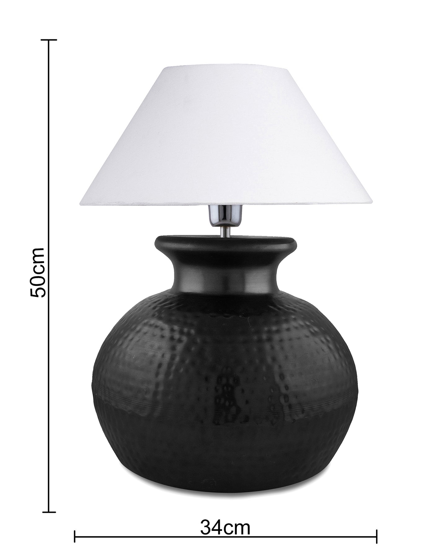 Matt Black Hammered Pitcher Table Lamp with Cone Shade