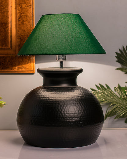 Matt Black Hammered Pitcher Table Lamp with Cone Shade