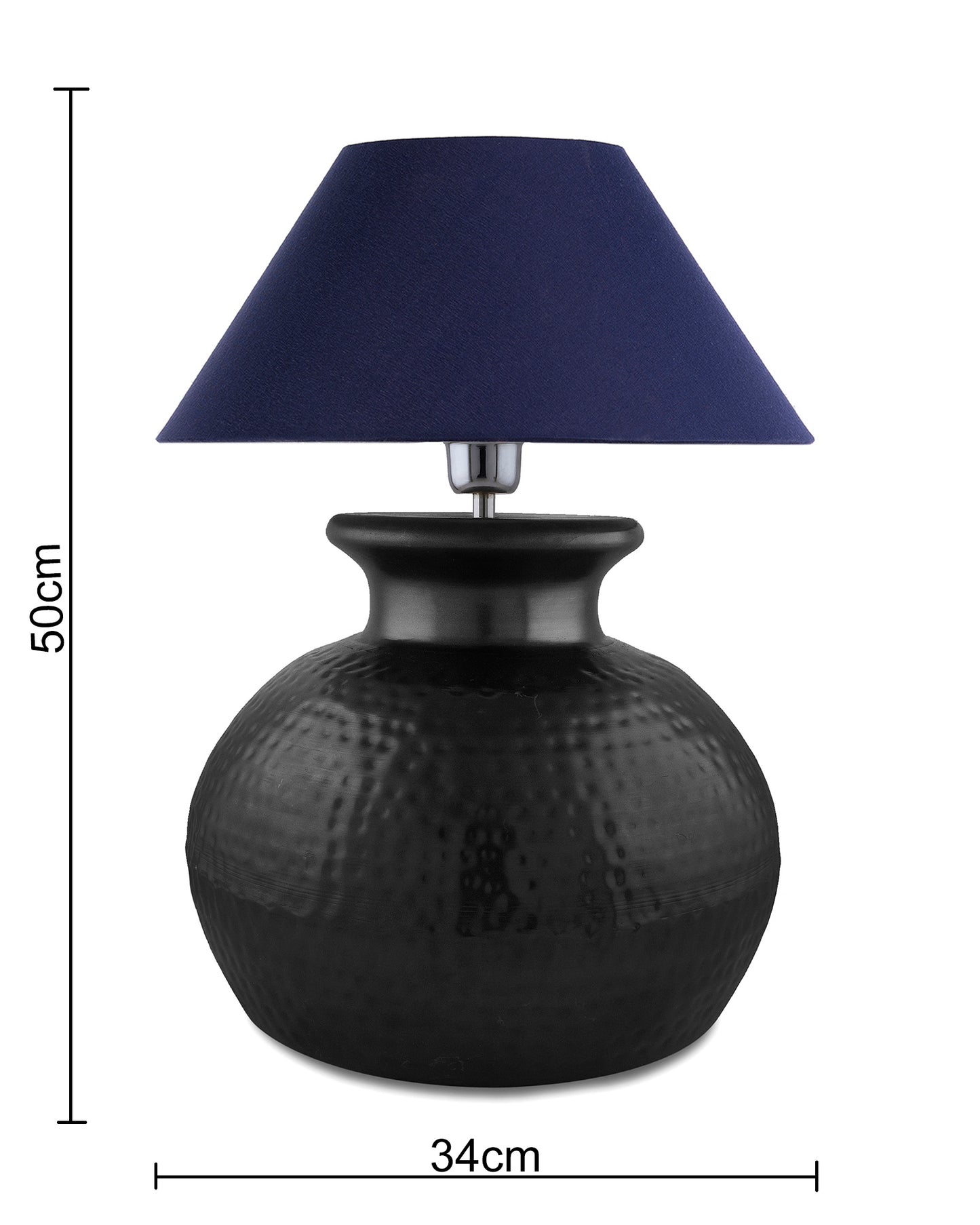 Matt Black Hammered Pitcher Table Lamp with Cone Shade