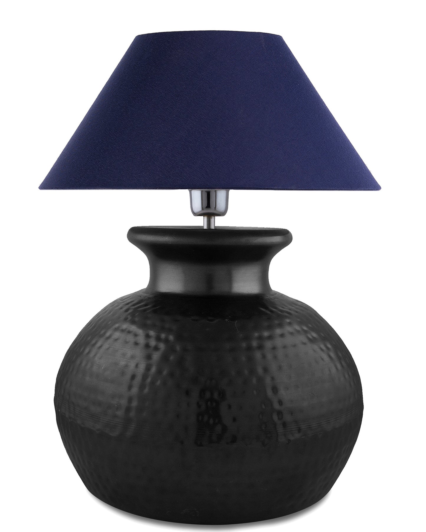 Matt Black Hammered Pitcher Table Lamp with Cone Shade