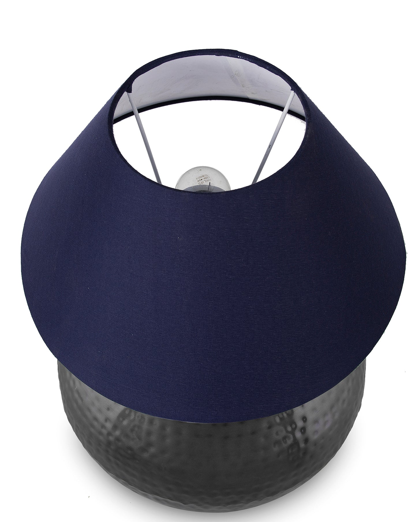 Matt Black Hammered Pitcher Table Lamp with Cone Shade