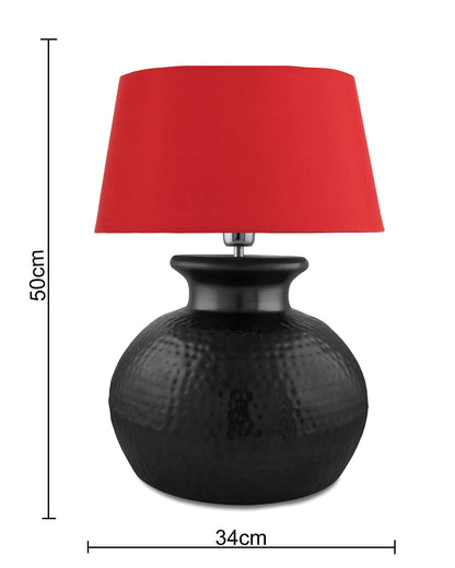 Matt Black Hammered Pitcher Table Lamp with Drum Shade