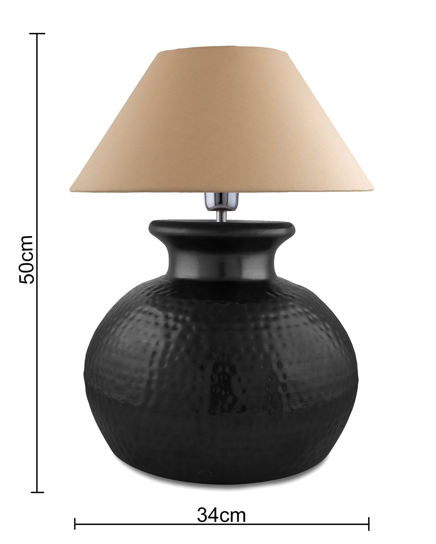 Matt Black Hammered Pitcher Table Lamp with Cone Shade