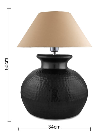 Matt Black Hammered Pitcher Table Lamp with Cone Shade