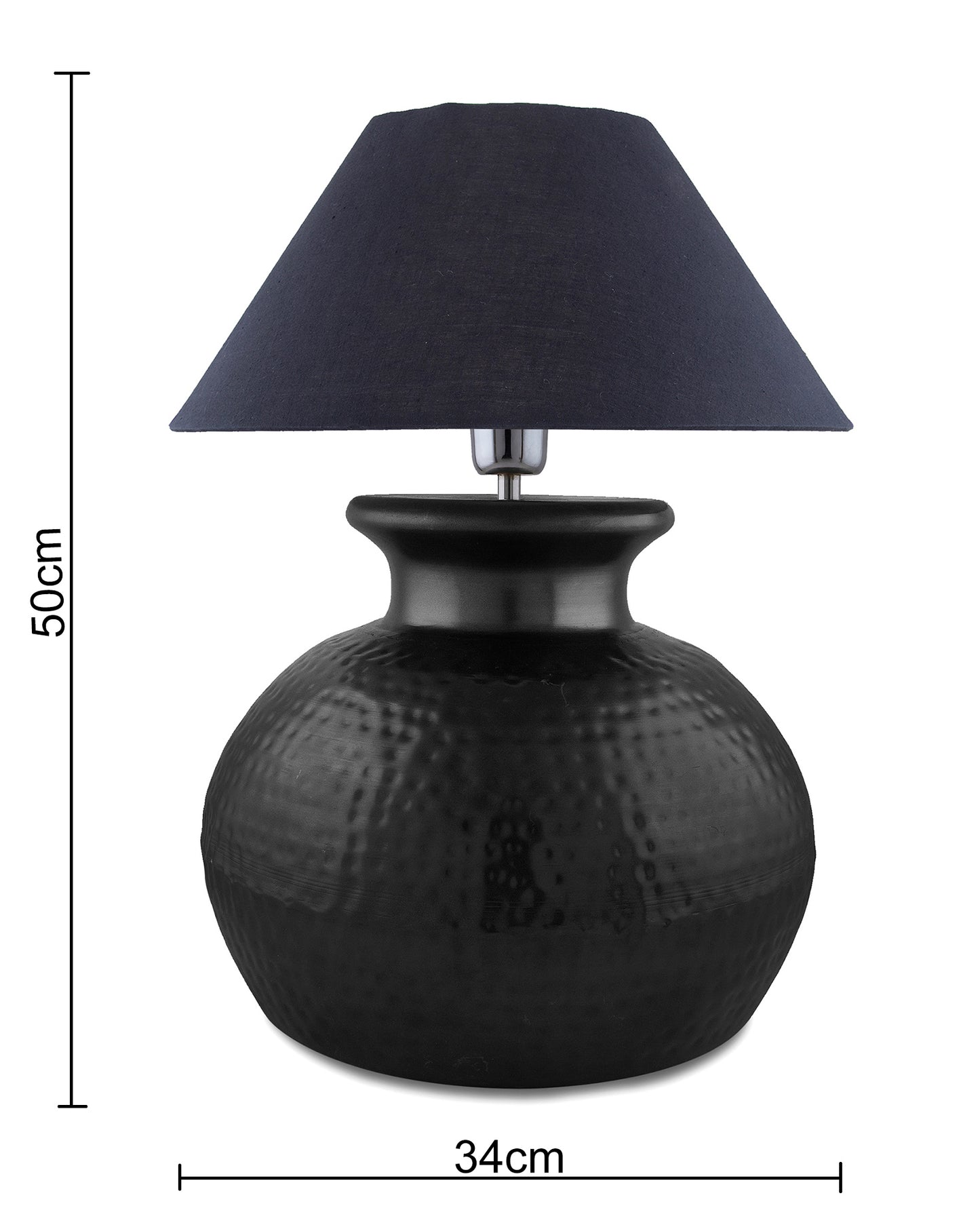 Matt Black Hammered Pitcher Table Lamp with Cone Shade