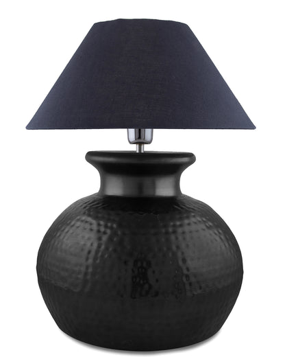 Matt Black Hammered Pitcher Table Lamp with Cone Shade