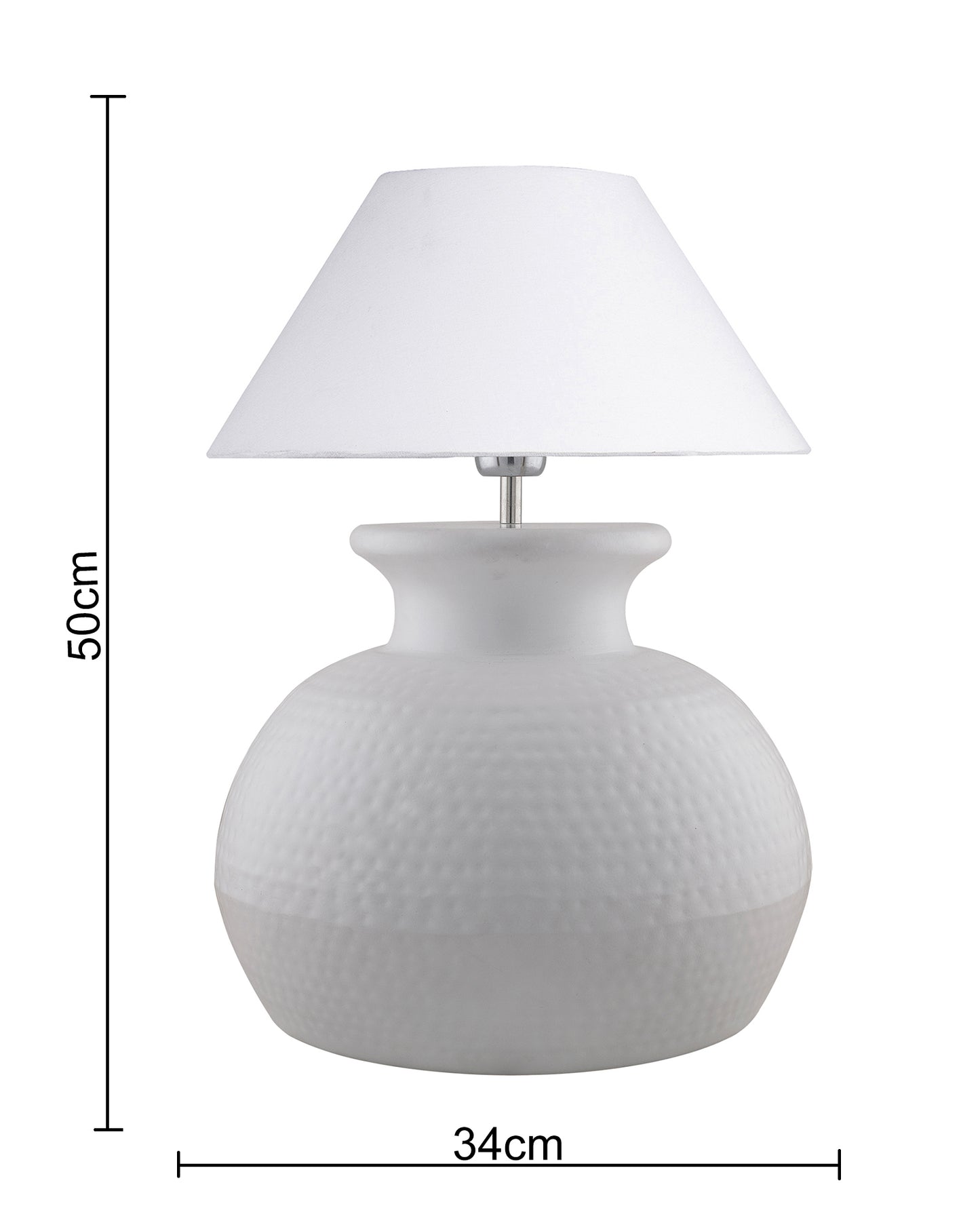 Matt Black Hammered Pitcher Table Lamp with Cone Shade