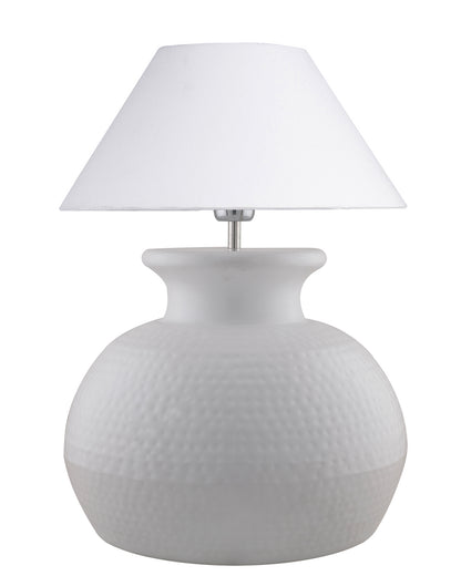 Matt Black Hammered Pitcher Table Lamp with Cone Shade