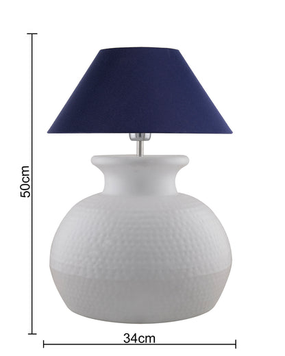 Matt Black Hammered Pitcher Table Lamp with Cone Shade