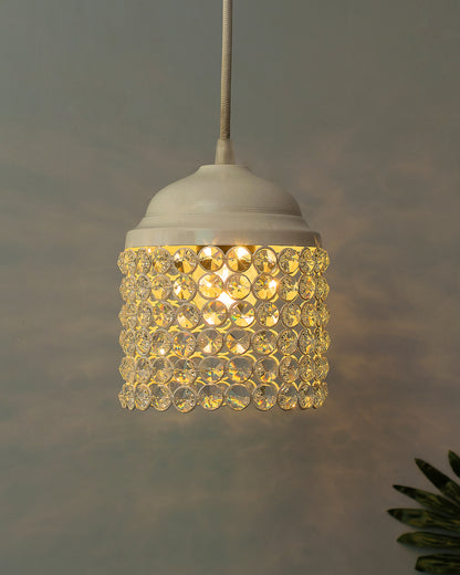 White Crystal Hanging Cylinder Light, Ceiling Light, Nordic E27 Pendant