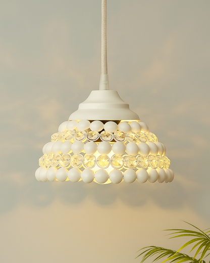 White Crystal Hanging Semi-Globe Light, Ceiling Light, Nordic E27 Pendant