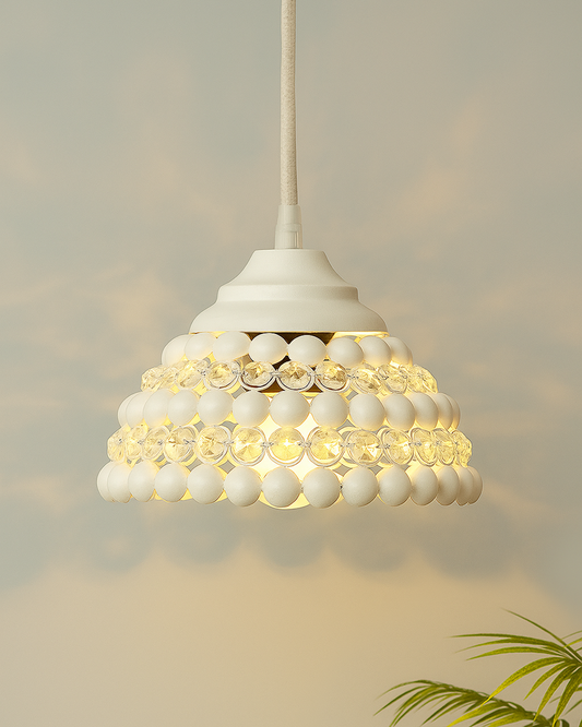 White Crystal Hanging Semi-Globe Light, Ceiling Light, Nordic E27 Pendant