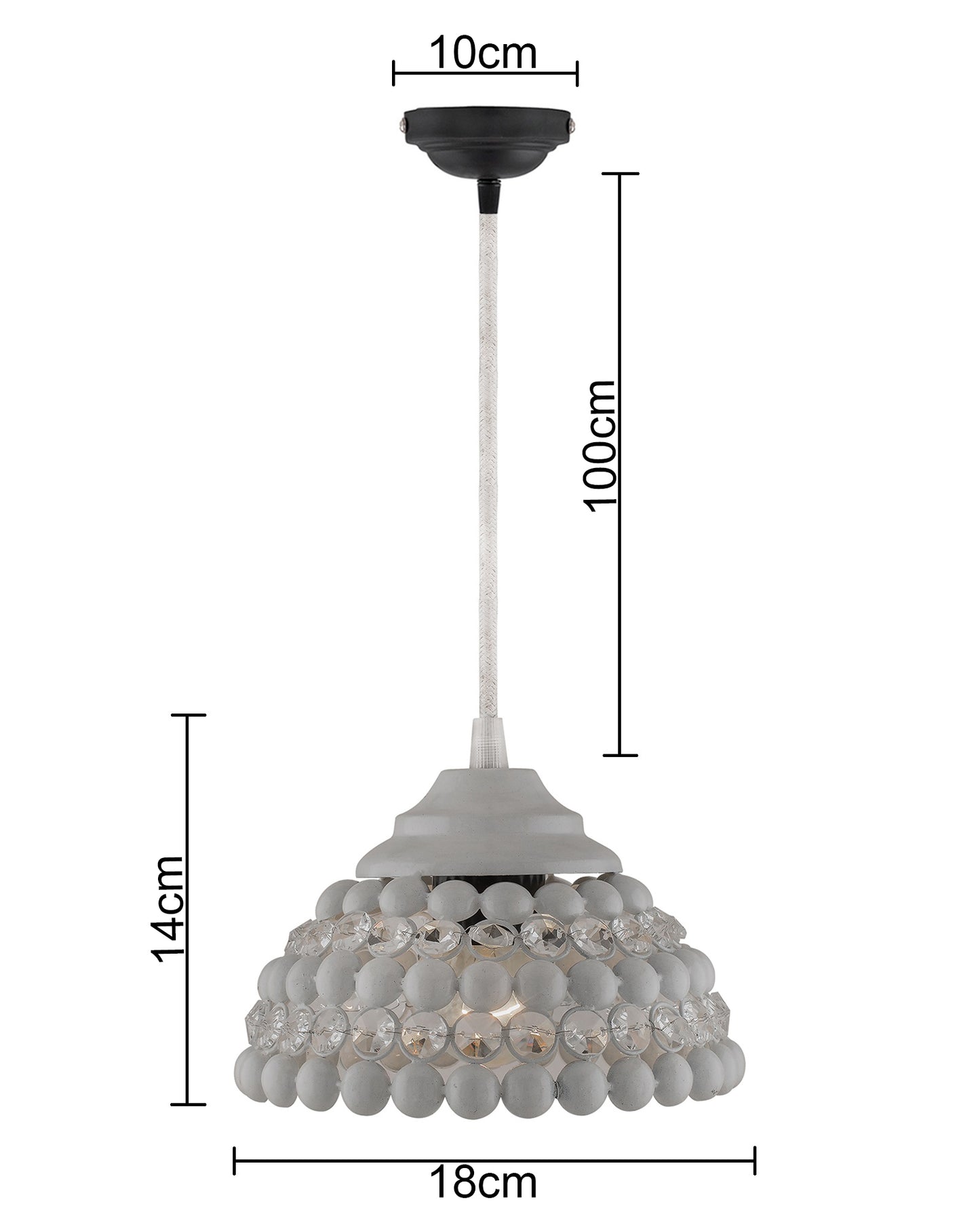 White Crystal Hanging Semi-Globe Light, Ceiling Light, Nordic E27 Pendant