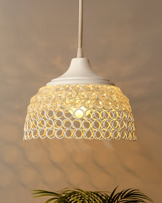 White Crystal Hanging Hemisphere Light, Ceiling Light, Nordic E27 Pendant