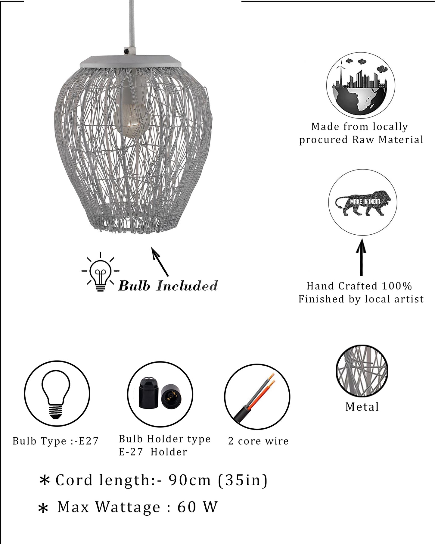 Matt White Crystal Hanging Goblet Ceiling Light Nordic E27 Pendants Ceiling Lamp